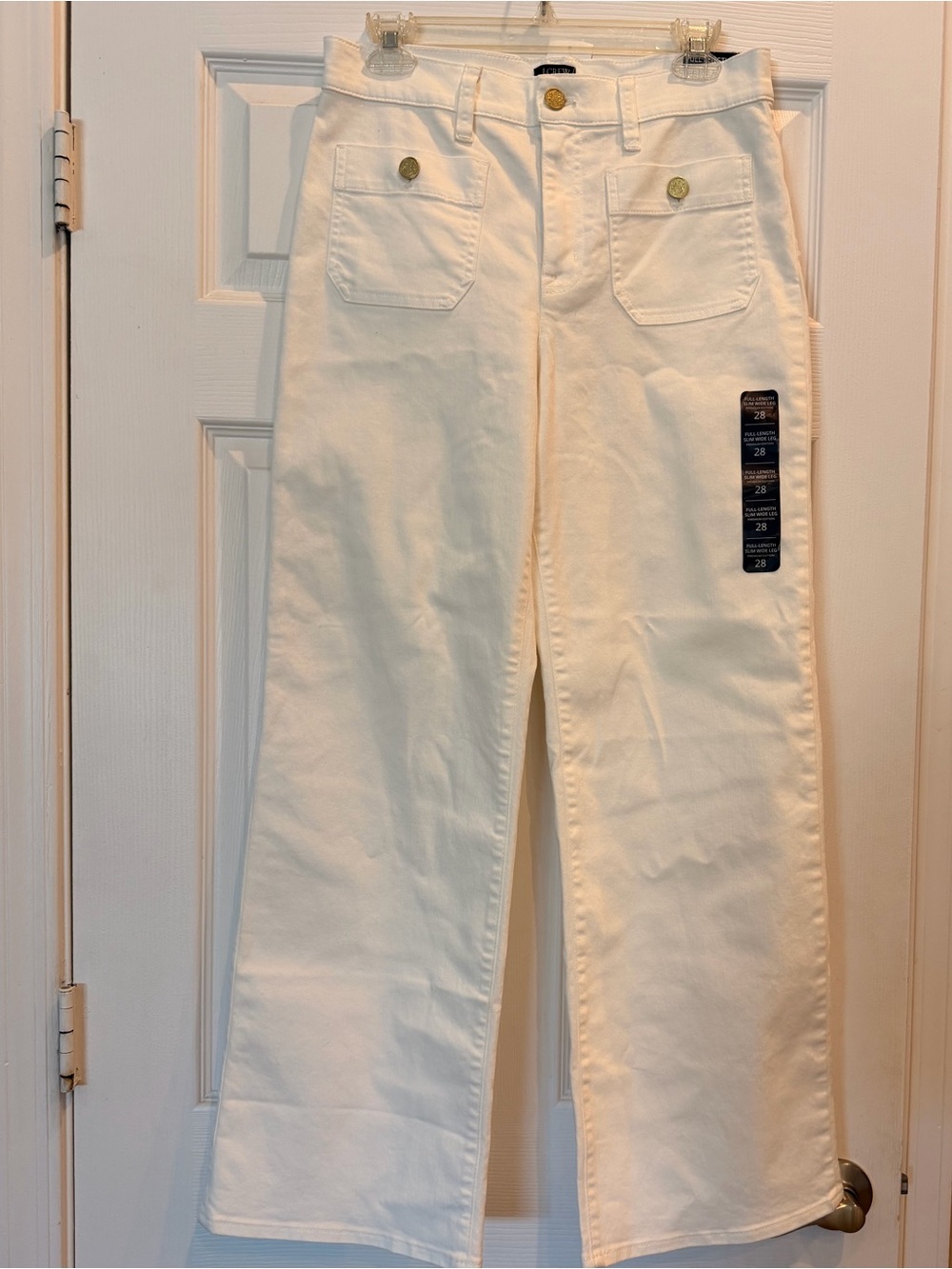 NWT j.crew premium edition full length slim wide leg high rise jeans in size 28